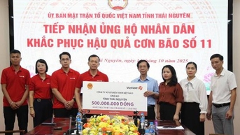 Vietlott trao 2,3 tỷ đồng giúp 3 tỉnh khắc phục hậu quả bão số 11