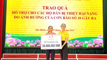 មូលនិធិ Thien Tam ឧបត្ថម្ភប្រជាជនឃុំ Tan Minh ចំនួន ៣៩០ លានដុង