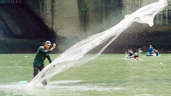 [Photo Series] Crowds flock to Tri An dam base to ‘hunt for nature’s bounty’ after southern Vietnam’s largest hydropower plant closes floodgate