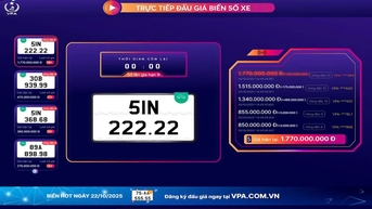 ប្រមូលបានជាង 62 ពាន់លានដុងបន្ទាប់ពីការដេញថ្លៃស្លាកលេខនៅថ្ងៃទី 20 ខែតុលាឆ្នាំ 2025