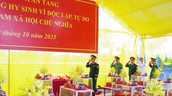 ពិធីគោរពវិញ្ញាណក្ខន្ធ និងបញ្ចុះសពយុទ្ធជនពលីចំនួន ៣៤ នាក់ ដែលបានទទួលមរណៈភាពនៅ Quang Tri Citadel និងកន្លែងគោរពវិញ្ញាណក្ខន្ធសាលា Bo De