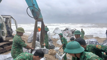 Đà Nẵng khẩn cấp kè chắn sạt lở bờ biển Hội An trước khi bão đổ bộ