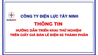 ក្រុមហ៊ុនអគ្គិសនី Tay Ninh ជូនដំណឹងអំពីការណែនាំសម្រាប់ការអនុវត្តការធ្វើតេស្តលើក្រដាសនៃតម្លៃអគ្គិសនីលក់រាយពីរសមាសភាគ។