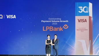 LPBank ត្រូវបានផ្តល់កិត្តិយសដោយ Visa ជា "ធនាគារដែលមានការរីកចម្រើនខ្លាំងក្នុងការលក់ប្រតិបត្តិការកាត 2025"