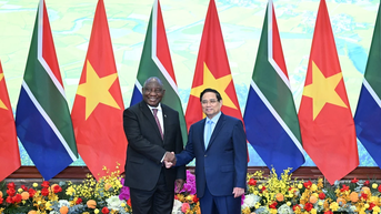 [Ảnh] Thủ tướng Phạm Minh Chính hội kiến Tổng thống Nam Phi Matamela Cyril Ramaphosa