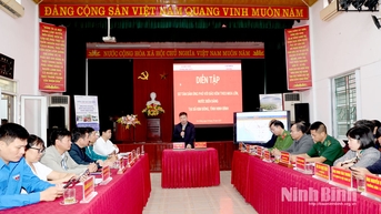 Diễn tập sơ tán dân phòng, chống bão kèm mưa lớn, nước biển dâng