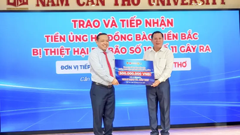 Trường Đại học Nam Cần Thơ trao 500 triệu đồng ủng hộ đồng bào miền Bắc bị thiệt hại do bão số 10 và số 11
