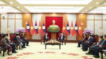 Tổng Bí thư Tô Lâm tiếp Tổng Bí thư, Chủ tịch nước Lào Thongloun Sisoulith nhân dịp dự Lễ mở ký Công ước Hà Nội
