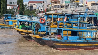 Bảy tàu cá trôi, ba thúng chai chìm trên sông Cà Ty
