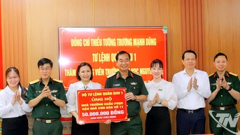 Quân khu 1 hỗ trợ Trường Tiểu học Nguyễn Huệ khắc phục hậu quả thiên tai