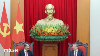 Tổng Bí thư Tô Lâm tiếp Đoàn đại biểu Đảng Nhân dân Cách mạng Lào