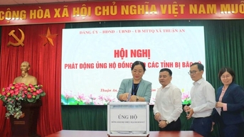 Xã Thuận An phát động ủng hộ nhân dân các tỉnh bị thiệt hại do mưa bão