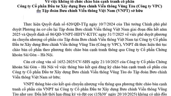 Thông báo về việc không tổ chức chào bán cạnh tranh cổ phần tại Công ty VPC