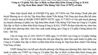 Thông báo về việc không tổ chức chào bán cạnh tranh cổ phần tại Công ty KAS