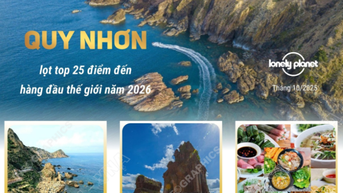 Quy Nhơn lọt Top 25 điểm đến hàng đầu thế giới năm 2026