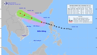 Dự báo đến 10 giờ 6/10, bão số 11 suy yếu dần trên khu vực biên giới Việt Nam - Trung Quốc