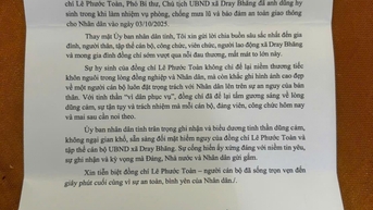 Chủ tịch UBND tỉnh Tạ anh Tuấn gửi thư chia buồn tới thân nhân đồng chí Lê Phước Toàn
