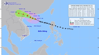 Dự báo khoảng 10 giờ ngày 5/10, bão tăng cấp trên vùng biển phía Đông Bắc đảo Hải Nam (Trung Quốc)