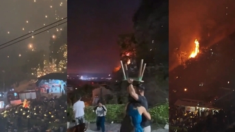 중국 축제에서 드론이 '불비'처럼 떨어지자 관중들이 대피