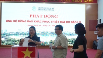 មន្ទីរវប្បធម៍ និងកីឡាហាណូយ បើកយុទ្ធនាការជួយប្រជាជនជំនះការបំផ្លិចបំផ្លាញដោយសារព្យុះ និងទឹកជំនន់។