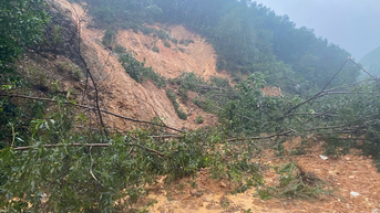 Quốc lộ 9C sạt lở nghiêm trọng do mưa lớn