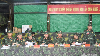 Bộ CHQS tỉnh Nghệ An: Diễn tập chỉ huy - tham mưu 1 bên, 2 cấp trên bản đồ và ngoài thực địa