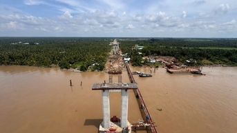 Hình hài cầu Đại Ngãi 1 nối Cần Thơ và Vĩnh Long sau 1 năm khởi công