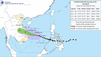 Bão số 13 mạnh cấp 14, cách đất liền khoảng 450 km