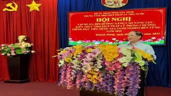 Trung tâm trợ giúp pháp lý nhà nước tổ chức Hội nghị tập huấn, bồi dưỡng nâng cao năng lực, kiến thức trợ giúp pháp lý trong Chương trình mục tiêu quốc gia giảm nghèo bền vững năm 2025 trên địa bàn xã Khánh Hưng, tỉnh Tây Ninh