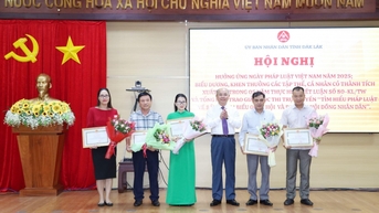 Đắk Lắk hưởng ứng Ngày Pháp luật Việt Nam 2025 và biểu dương 25 tập thể, cá nhân tiêu biểu