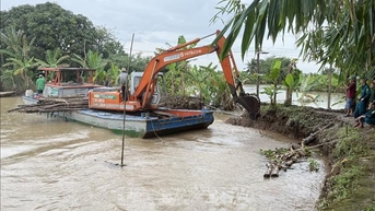 បានបញ្ចប់ការជួសជុលផ្នែកទំនប់ដែលបាក់នៅ Con Son, Can Tho