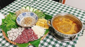 Lẩu nấm riêu cua bắp bò