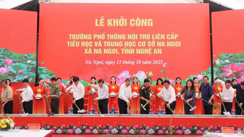 Đồng loạt khởi công trường nội trú liên cấp ở biên giới: Lời hứa tiến độ trước Nhân dân