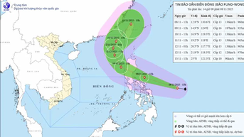 Ngày 10-11, bão Fung-wong vào Biển Đông
