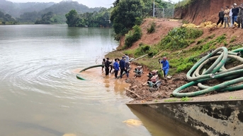 Hồ chứa nước Cay An đã cơ bản ổn định, tiếp tục gia cố thân đập