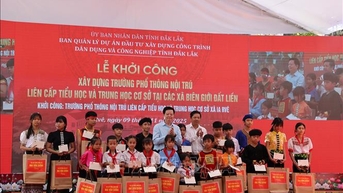 Lễ khởi công trường phổ thông liên cấp tại xã biên giới Đắk Lắk