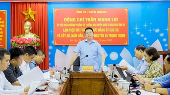Trưởng Ban Tuyên giáo và Dân vận Tỉnh ủy Trần Mạnh Lợi làm việc với các xã Quảng Nguyên, Nấm Dẩn, Trung Thịnh và Pà Vầy Sủ