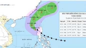 Bão Fung-Wong đã đi vào Biển Đông và trở thành cơn bão số 14 trong năm nay