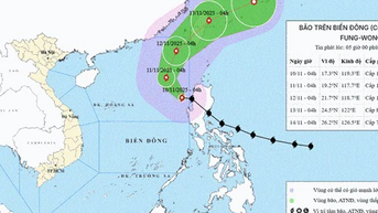 Bão số 14 Fung-wong giật cấp 16 trên Biển Đông, cường độ rất mạnh 2 ngày tới