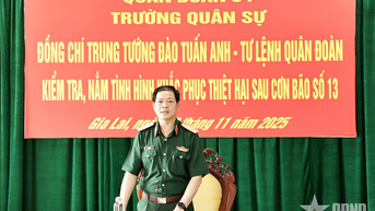 Tư lệnh Quân đoàn 34 kiểm tra công tác khắc phục hậu quả bão số 13
