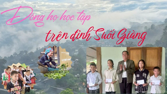គ្រួសារសិក្សានៅលើកំពូលនៃ Suoi Giang