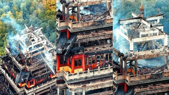 ភ្លើង​ឆេះ​យ៉ាង​សន្ធោសន្ធៅ​នៅ​ប្រាសាទ​អាយុ​១៥០០​ឆ្នាំ​ក្នុង​ប្រទេស​ចិន