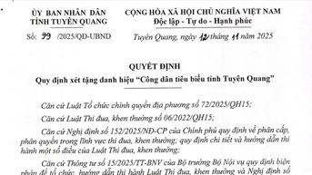 Quyết định quy định xét tặng danh hiệu “Công dân tiêu biểu tỉnh Tuyên Quang”