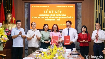 កាសែត វិទ្យុ និងទូរទស្សន៍ Dong Nai បានចុះហត្ថលេខាលើកិច្ចព្រមព្រៀងមួយដើម្បីលើកកម្ពស់វិទ្យាសាស្ត្រ និងបច្ចេកវិទ្យា ការច្នៃប្រឌិត និងការផ្លាស់ប្តូរឌីជីថលជាមួយនាយកដ្ឋានវិទ្យាសាស្ត្រ និងបច្ចេកវិទ្យា។