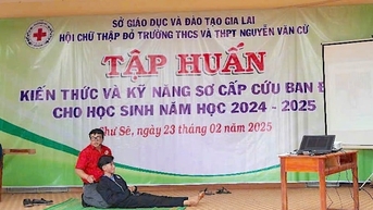 Trên 100 học sinh và giáo viên được tập huấn kỹ năng sơ-cấp cứu ban đầu