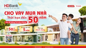 HDBank는 최대 50년까지 주택 대출을 제공하며, 이자율은 4.5%부터 시작합니다.