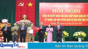 Công bố quyết định thành lập Ban Tuyên giáo và Dân vận Tỉnh ủy Quảng Trị