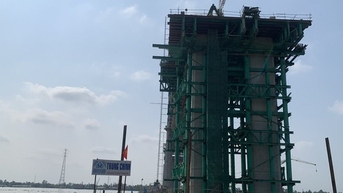 Cầu Rạch Miễu 2 thi công nhộn nhịp ngay đầu năm mới