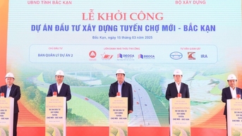 Bộ trưởng Trần Hồng Minh phát lệnh khởi công tuyến đường bộ Chợ Mới