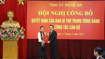 Bà Võ Thị Minh Sinh giữ chức Phó Bí thư Tỉnh ủy Nghệ An
